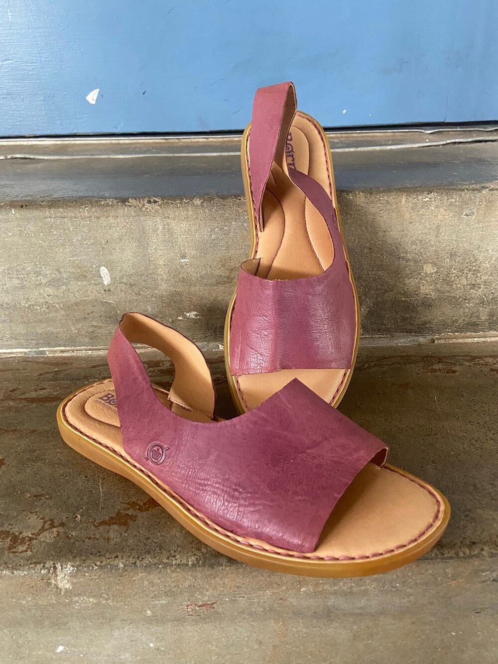 Born Inlet mulberry leather flat slingback sandal